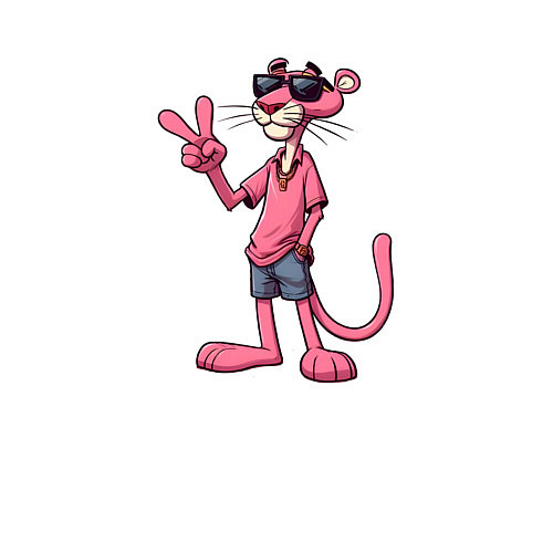 Мужской свитшот Розовая пантера в солнечных очках / Белый – фото 3