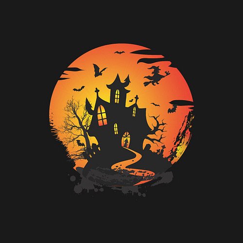 Мужской свитшот Хэллоуин ведьмин дом / Черный – фото 3