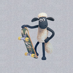 Свитшот хлопковый мужской Барашек Шон со скейтом, цвет: меланж — фото 2