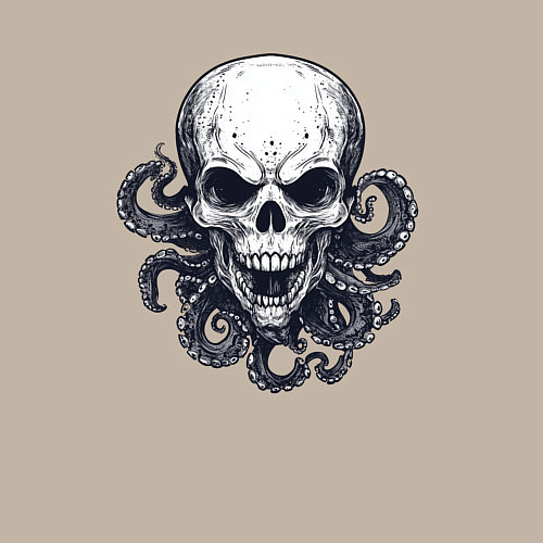 Мужской свитшот Череп с щупальцами / Миндальный – фото 3