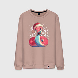 Мужской свитшот Красная змея с снежинками