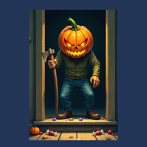 Мужской свитшот Монстр с косой / Тёмно-синий – фото 3