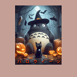 Свитшот хлопковый мужской Totoro and black cat - halloween fantasy, цвет: пыльно-розовый — фото 2