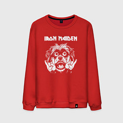 Свитшот хлопковый мужской Iron Maiden rock dog, цвет: красный