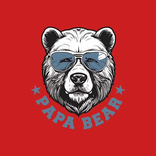 Мужской свитшот Папа медведь в очках / Красный – фото 3