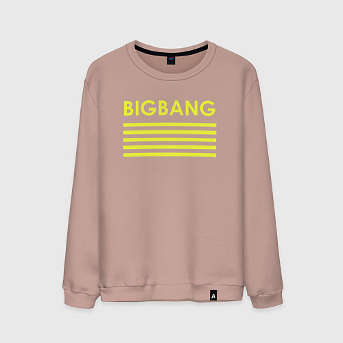 Мужской свитшот Big bang с желтыми полосами / Пыльно-розовый – фото 1