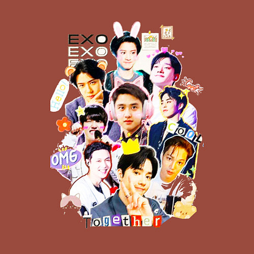 Мужской свитшот Exo together дружная команда / Кирпичный – фото 3