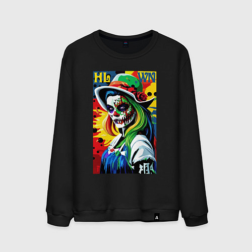 Мужской свитшот Girl witch - pop art / Черный – фото 1