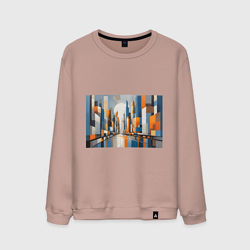 Мужской свитшот Архитектура город абстракция / Пыльно-розовый – фото 1