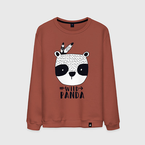 Мужской свитшот Wild panda / Кирпичный – фото 1