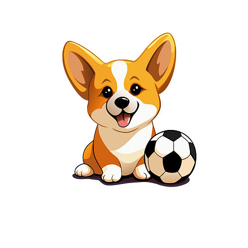 Мужской свитшот Корги с футбольным мячом / Белый – фото 3