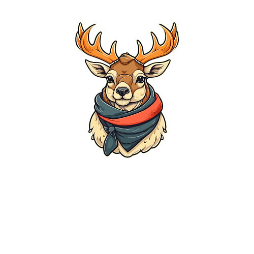 Мужской свитшот Олень в шарфе / Белый – фото 3