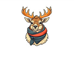 Свитшот хлопковый мужской Олень в шарфе, цвет: белый — фото 2