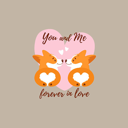 Мужской свитшот Влюблённые корги / Миндальный – фото 3