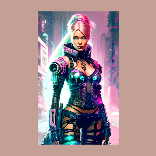 Мужской свитшот Cool cyberpunk Barbie - ai art fantasy / Пыльно-розовый – фото 3