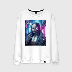 Мужской свитшот Мона Лиза в кожаной косухе - киберпанк