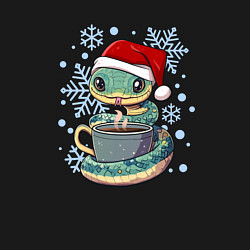 Свитшот хлопковый мужской Змейка с кофе, цвет: черный — фото 2