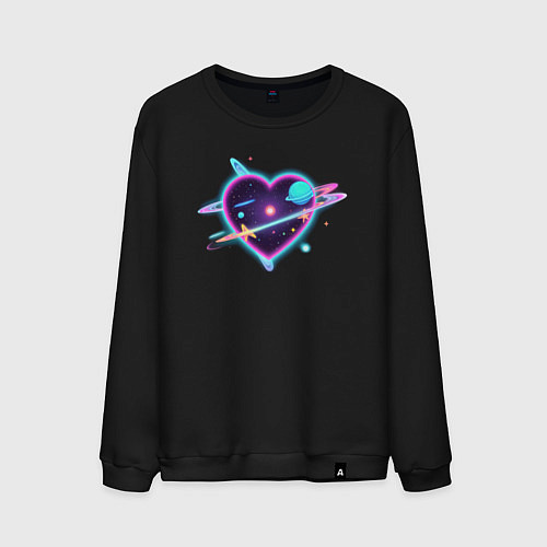 Мужской свитшот Сердце космос любовь / Черный – фото 1