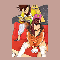 Свитшот хлопковый мужской Дандадан: Момо Аясэ, цвет: пыльно-розовый — фото 2