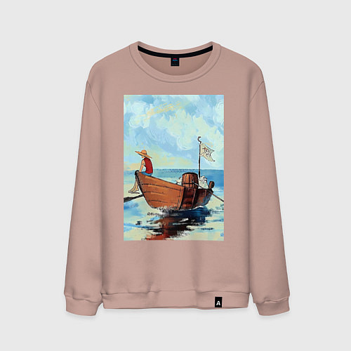 Мужской свитшот Ван-Пис Луффи / Пыльно-розовый – фото 1