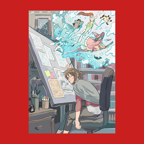 Мужской свитшот Будни дизайнера / Красный – фото 3