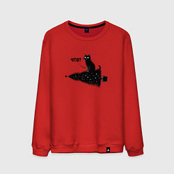 Свитшот хлопковый мужской Котик уронил елку, цвет: красный