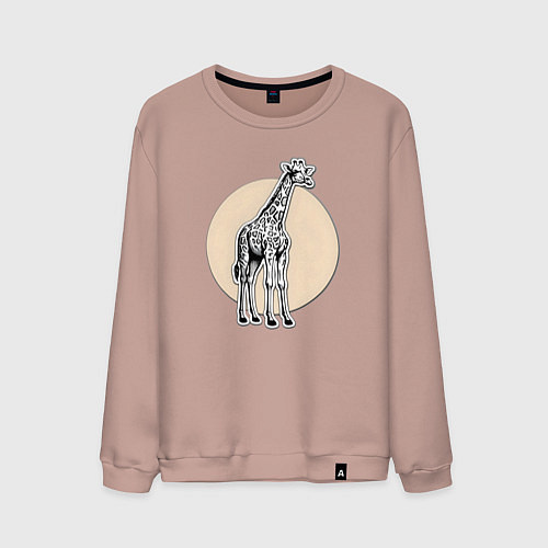 Мужской свитшот Круг жираф / Пыльно-розовый – фото 1