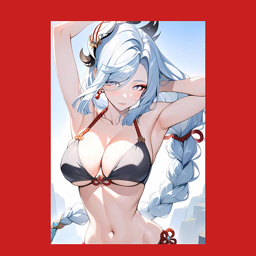 Мужской свитшот Геншин Шэнь Хэ купальник / Красный – фото 3