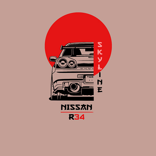 Мужской свитшот Nissan Skyline R34 / Пыльно-розовый – фото 3