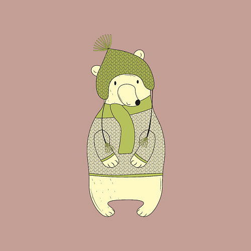 Мужской свитшот Медведь в свитере / Пыльно-розовый – фото 3