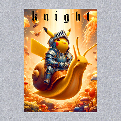 Мужской свитшот Pikachu knight on a snail - ai art fantasy / Меланж – фото 3