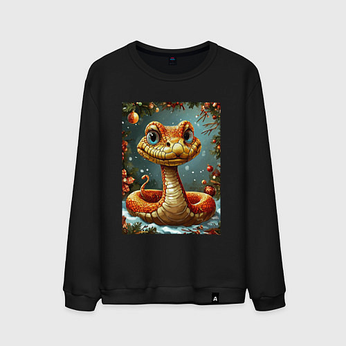 Мужской свитшот Новогодняя золотая змейка / Черный – фото 1