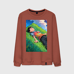 Мужской свитшот Аниме мальчик на траве