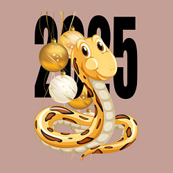 Свитшот хлопковый мужской 2025 год - змея и елочные шары, цвет: пыльно-розовый — фото 2