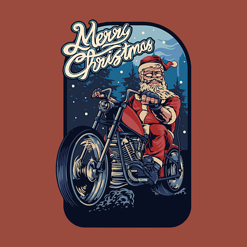 Мужской свитшот Santa Biker / Кирпичный – фото 3