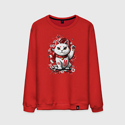 Мужской свитшот Манеки Неко, белая кошка удачи