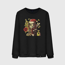 Свитшот хлопковый мужской Money heist christmas, цвет: черный