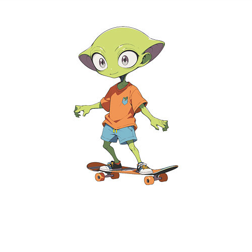 Мужской свитшот Инопланетянин на скейте / Белый – фото 3