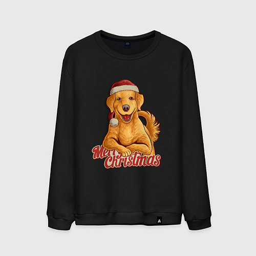 Мужской свитшот Новогодний ретривер / Черный – фото 1