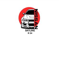 Свитшот хлопковый мужской Nissan skyline на фоне солнца, цвет: белый — фото 2