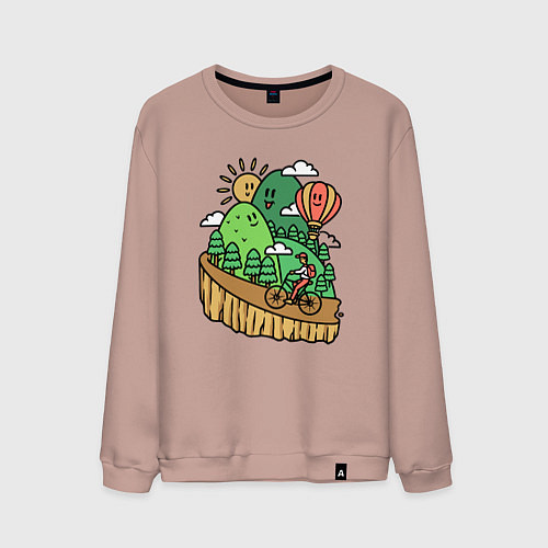 Мужской свитшот Велосипедное путешествие / Пыльно-розовый – фото 1