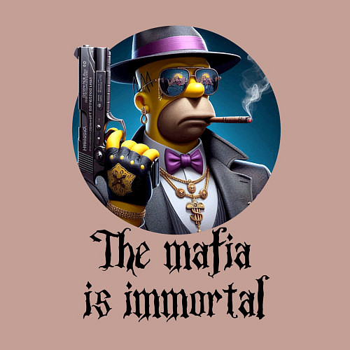 Мужской свитшот Гомер Симпсон с пистолетом - мафия бессмертна / Пыльно-розовый – фото 3