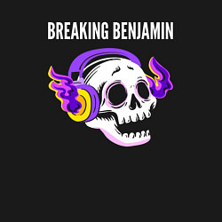 Свитшот хлопковый мужской Breaking Benjamin - неоновый череп, цвет: черный — фото 2