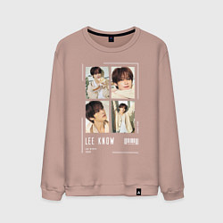 Свитшот хлопковый мужской Lee know stray kids cute, цвет: пыльно-розовый