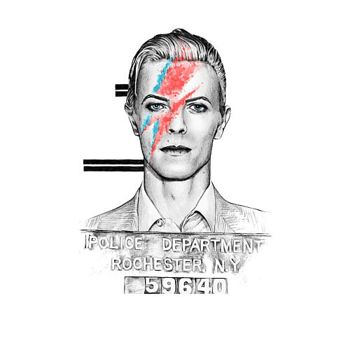 Мужской свитшот David Bowie police department rochester / Белый – фото 3