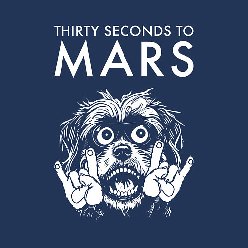 Мужской свитшот Thirty Seconds to Mars rock dog / Тёмно-синий – фото 3