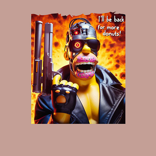 Мужской свитшот Гомер Симпсон и Арнольд Шварценеггер - коллаба / Пыльно-розовый – фото 3