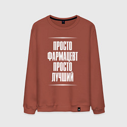 Свитшот хлопковый мужской Просто фармацевт просто лучший, цвет: кирпичный