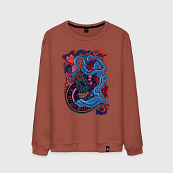 Мужской свитшот Арт змеи и черепа