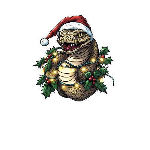 Мужской свитшот Символ 2025 года змея в венке / Белый – фото 3